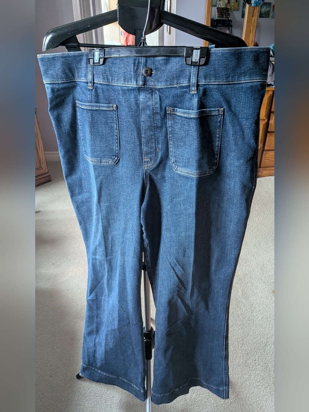 SPANX Indigo Wide-Leg Flare Jeans